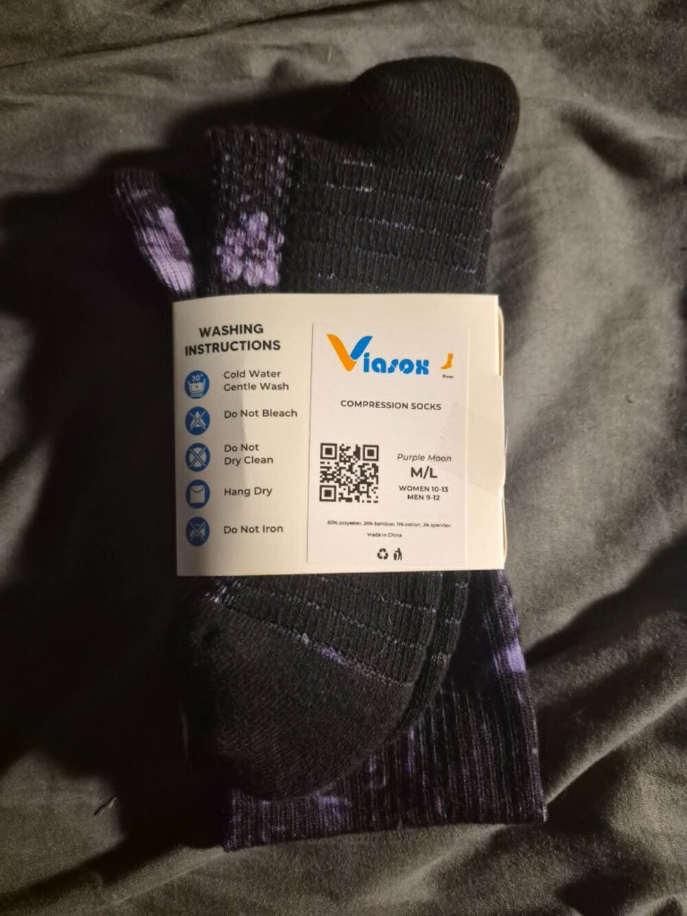 Purple Moon Pattern Compression Socks - Picture 2 of 5